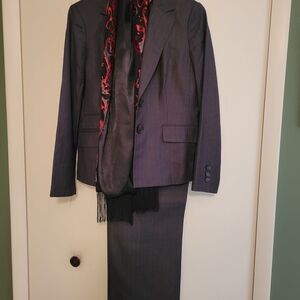 Kasper Dark Gray Pinstripe Pantsuit